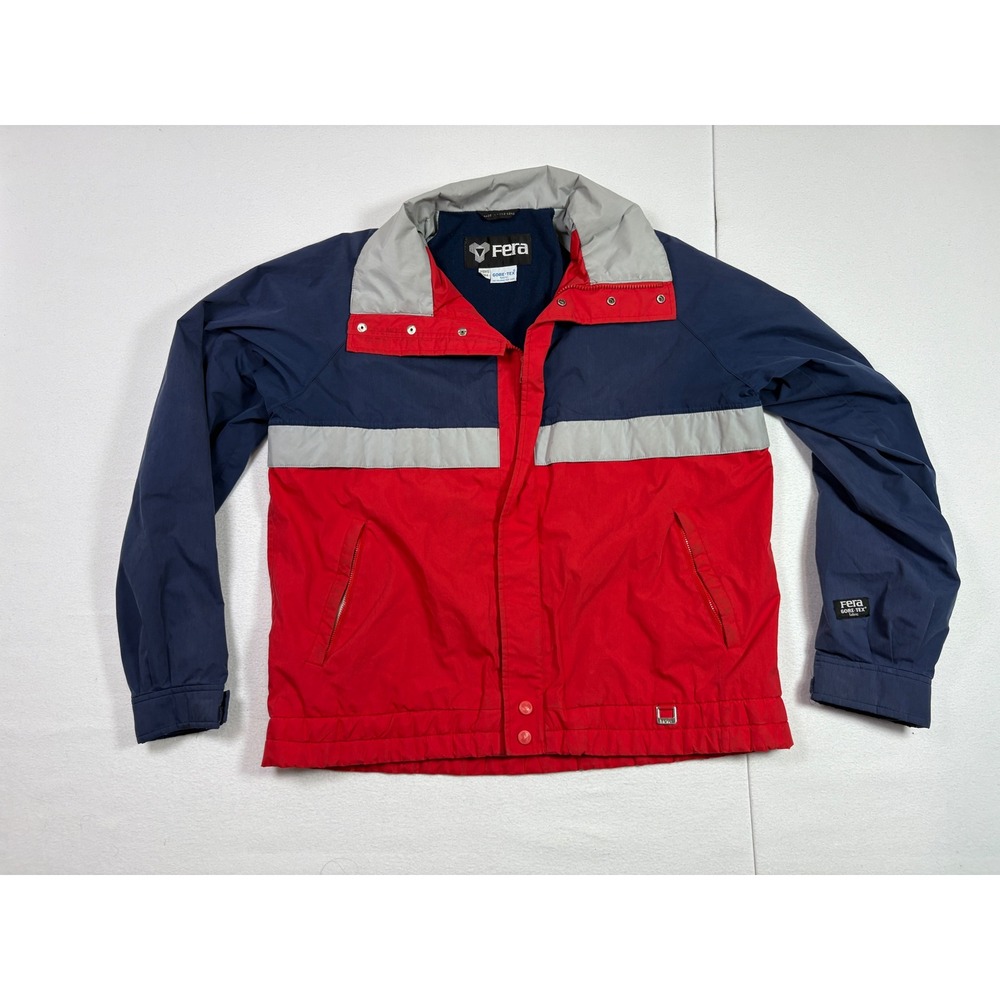 Vintage Fera Gore-Tex Ski Jacket Mens Large Red Navy Blue Colorblock 90s Coat